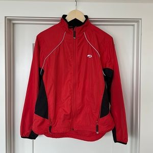 Brooks Running / Cycle Jacket Medium Reflective Piping Black and Red Windbreaker